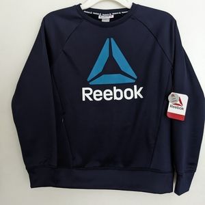 New Reebok Boys Blue Fleece Lined Sweatshirtw/ Full Zip Pocket 10/12